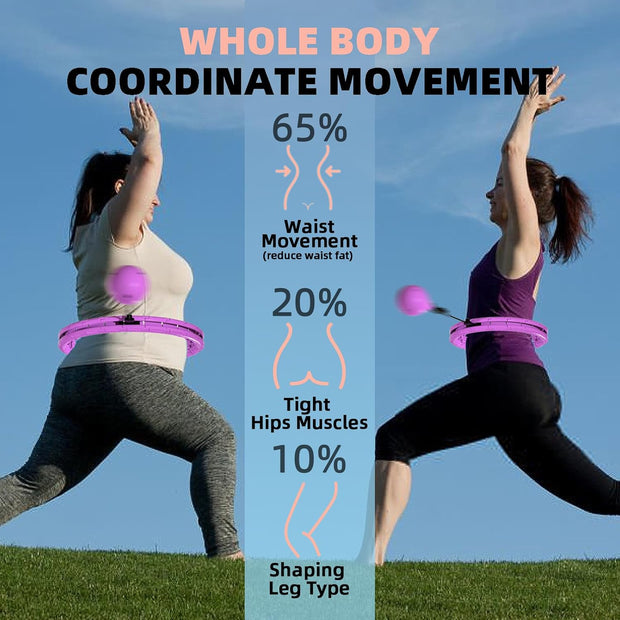 Weighted Hula Infinity Fitness Hoop for Adult Weight Loss, 2 in 1 Smart Fitness Workout Hula Circle Hoops with 28 Detachable Knots, Exercise Fit Hoop Suitable for Women and Beginners