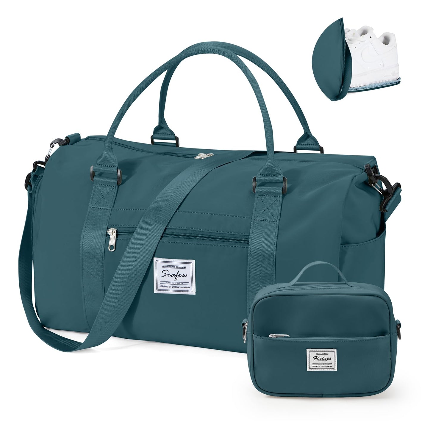 Gym Bags for Women Men with Shoes Compartment,Sports Duffle Bags Personal item travel Duffel Tote Bag Small Carry on Weekender Overnight Bag Workout Dance Bags Hospital Holdalls Grey Green