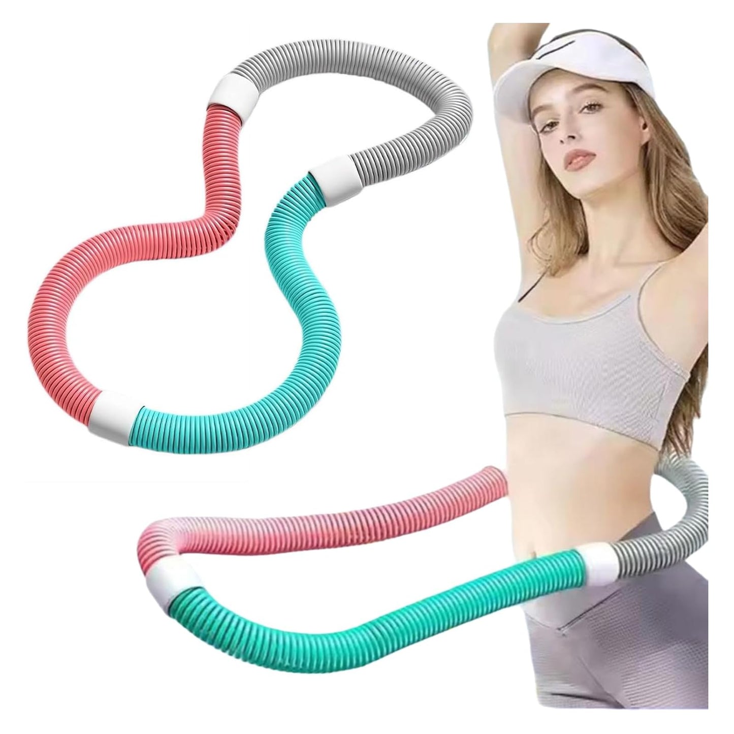 2026 Upgraded Soft Spring Exercise Hoop for Adults, Foldable Fitness Hoop with No Waist Damage Spring Design, Portable Slimming Exercise Equipment for Home and Travel (30-45KG)