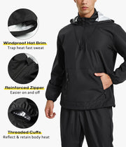 Junlan Sauna Jacket for Men Sweat Jacket Zipper Hoodie Sauna Suit for Workout