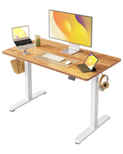 FEZIBO 44 x 24 Inches Standing Desk, Height Adjustable Electric Standing Desk, Stand up Table, Sit Stand Home Office Desk with Splice Board, Light Rustic Brown