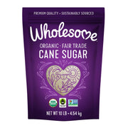 Wholesome Sweeteners 10-Pound Organic Cane Sugar, Fair Trade, Non GMO, Gluten Free, Pure & Vegan, for Baking and Sweetening