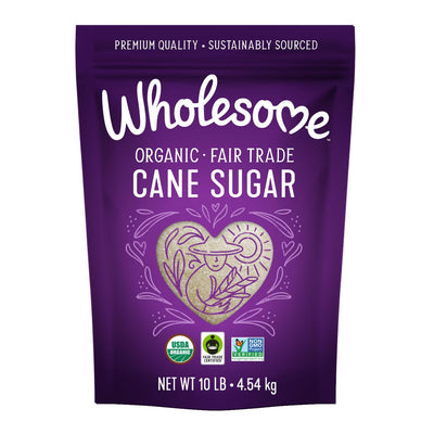 Wholesome Sweeteners 10-Pound Organic Cane Sugar, Fair Trade, Non GMO, Gluten Free, Pure & Vegan, for Baking and Sweetening