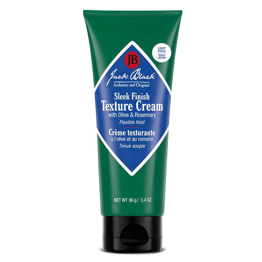 Jack Black Sleek Finish Texture Cream, 3.4 Oz. – Hair Styling Cream for Men & Women, Hair Texturizer for Dry to Normal Coarse, Thick, or Wavy Hair, Fragrance-Free Hair Lotion, Hair Product
