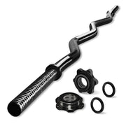 Yes4All 480LB Standard Straight Barbell 60" & EZ Curl Bar 47", Weight Bar 1" Diameter - Star Lock Collars & Rubber Ring for Deadlifts, Squats