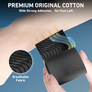 PreCut Kinesiology Tape for Knees, 12 PCS Waterproof KTQUICK Knee Tape for Knee Pain Relief Pre Cut, Original Cotton Athletic Knee Tape, Waterproof & Hypoallergenic Latex-Free for Sports (Black)