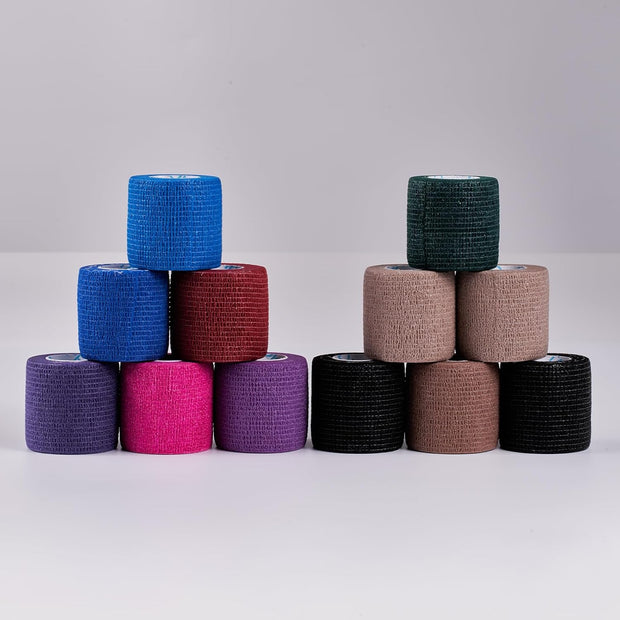 OK TAPE 12 Rolls Self Adhesive Bandage Wrap, Elastic Athletic Tape, Self Stick Bandage Tape, Vet Wrap, Medical Wrap for Wrist, Feet, 2" x 5 Yards - Black