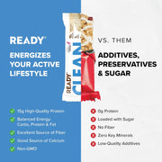 Ready® Protein Bars – High-Protein Snack with 15g Whey Protein, All-Natural Ingredients, Supports Lean Muscle and Recovery, No Artificial Sweeteners – Vanilla Swirl, 12-Pack