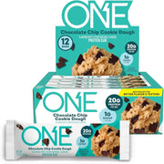 ONE Protein Bars, Chocolate Chip Cookie Dough, Gluten Free with 20g Protein and 1g Sugar, Pantry Staples, 2.12 oz (12 Count)