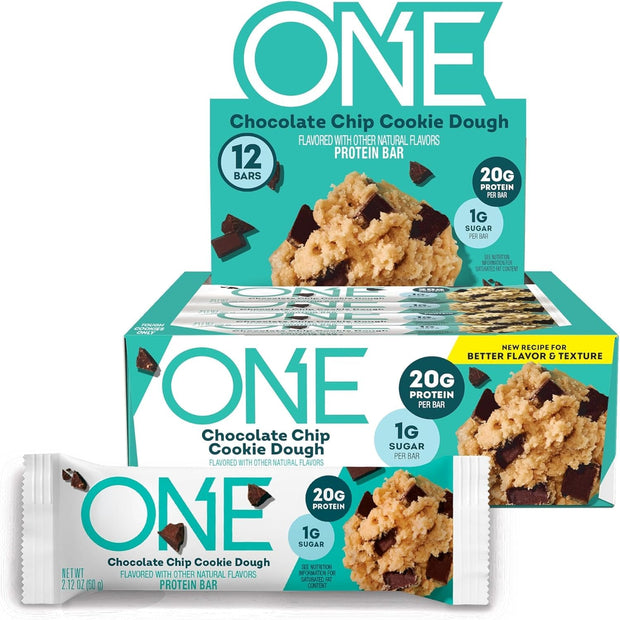 ONE Protein Bars, Blueberry Cobbler, Gluten Free with 20g Protein and 1g Sugar, Pantry Staples, 2.12 oz (12 Count)