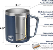 WETOWETO 14 oz Coffee Mug, Vacuum Insulated Camping Mug with Lid, Double Wall Stainless Steel Travel Tumbler Cup, Thermal Coffee Mug, Powder Coated Navy Blue