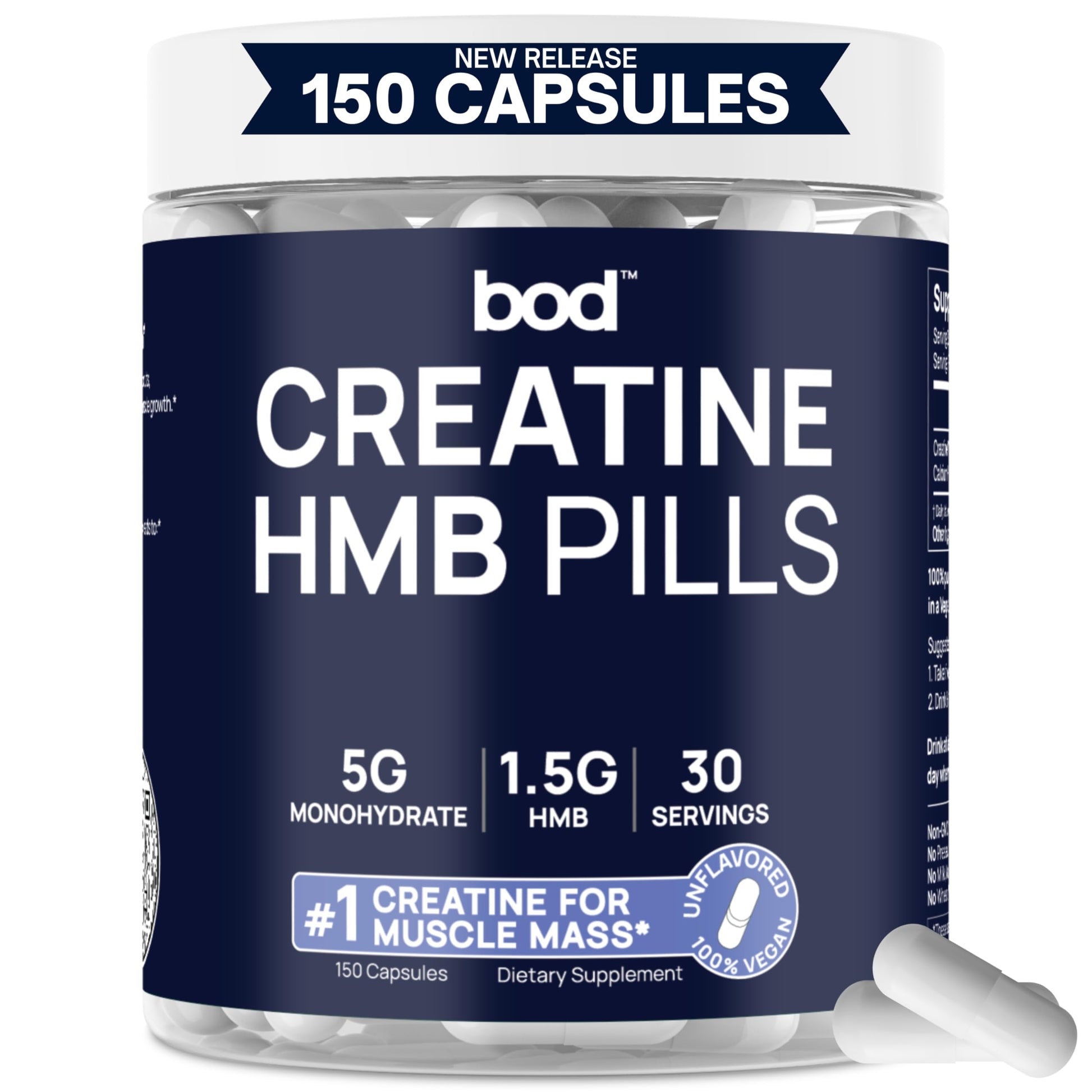Creatine HCL Pills - Muscle Growth, Endurance, No Bloat, No Load, Not Flavored | Monohydrate Micronized Alternative, Creatine for Women and Men, Vegan, Creatina HCL, 150 Capsules