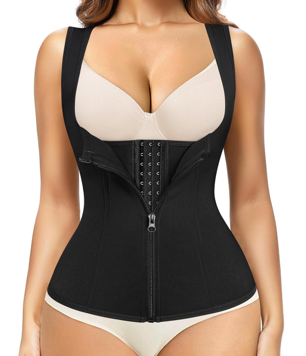Nebility Waist Trainer for Women Corset Shapewear with Zipper Women's Waist Cincher Tank Top with Adjustable Straps