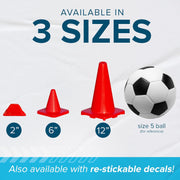 LVL10 Pro Training Cones - 12" Large Soccer Cones for Sports Training - for Basketball, Football, Basketball and Agility Drills - Soccer Field Markers That Won't Crack, Slide or Fly