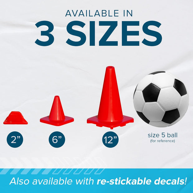 LVL10 Pro Training Cones - 12" Large Soccer Cones for Sports Training - for Basketball, Football, Basketball and Agility Drills - Soccer Field Markers That Won't Crack, Slide or Fly