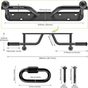 Pull Up Bar Wall Mount 440 LBS Capacity Doorway Chin Up Bar Multifunctional Steel Chinup Bar with with Resistance Band Hooks for Indoor Home Gym Garage