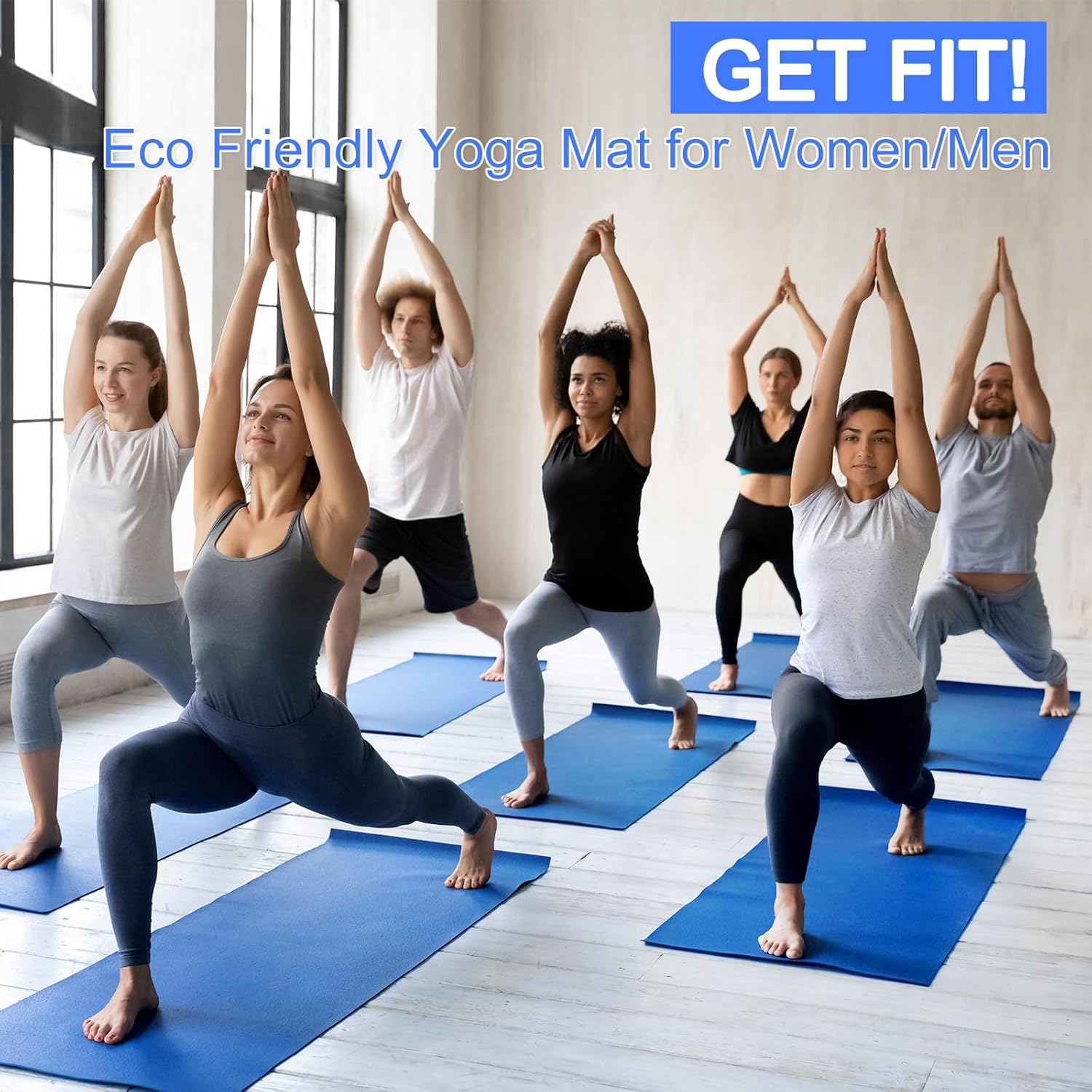 Funtery 24 Pcs 3 mm Thick Yoga Mat Exercise Workout Mat Non Slip Fitness Yoga Pad for Women Gym Home Yoga Pilates
