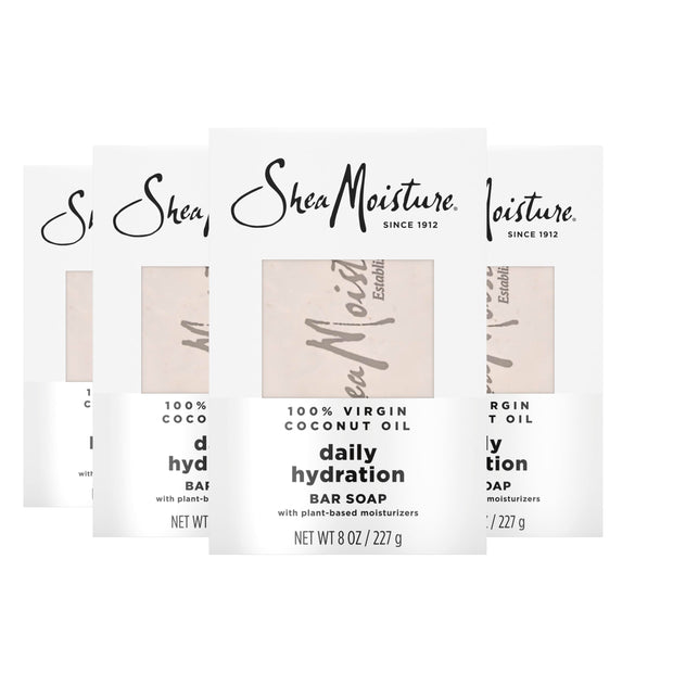 SheaMoisture Bar Soap Raw Shea Butter 4 count Moisturize and Restore Dry Skin Deeply Moisturizing bar soap with 24h shea moisture nutrients for Healthy, Glowing Skin 8 oz