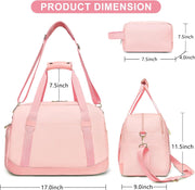 Sports Gym Bag for Women, Travel Duffle Bag with Shoe Compartment & Wet Pocket, Fitness Yoga Bag Weekender Overnight Bag Small