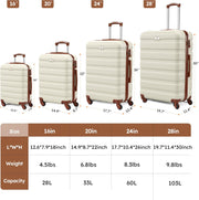 Suitour Luggage 4 Piece Sets,Hardshell Lightweight Suitcase with Spinner Wheels TSA Lock (16"/20"/24"/28")