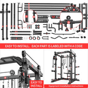 Power Cage Multi-Function Power Rack with Cable Crossover System,1800 LBS Capacity Squat Rack with Weight Bench,for Home Gym