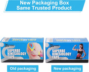 SUPERBE Precut Kinesiology Tape (3 Rolls Pack), Elastic Sports Tape for Pain Relief, Muscle Support, Recovery and Physio Therapy, Breathable, Waterproof (Black)
