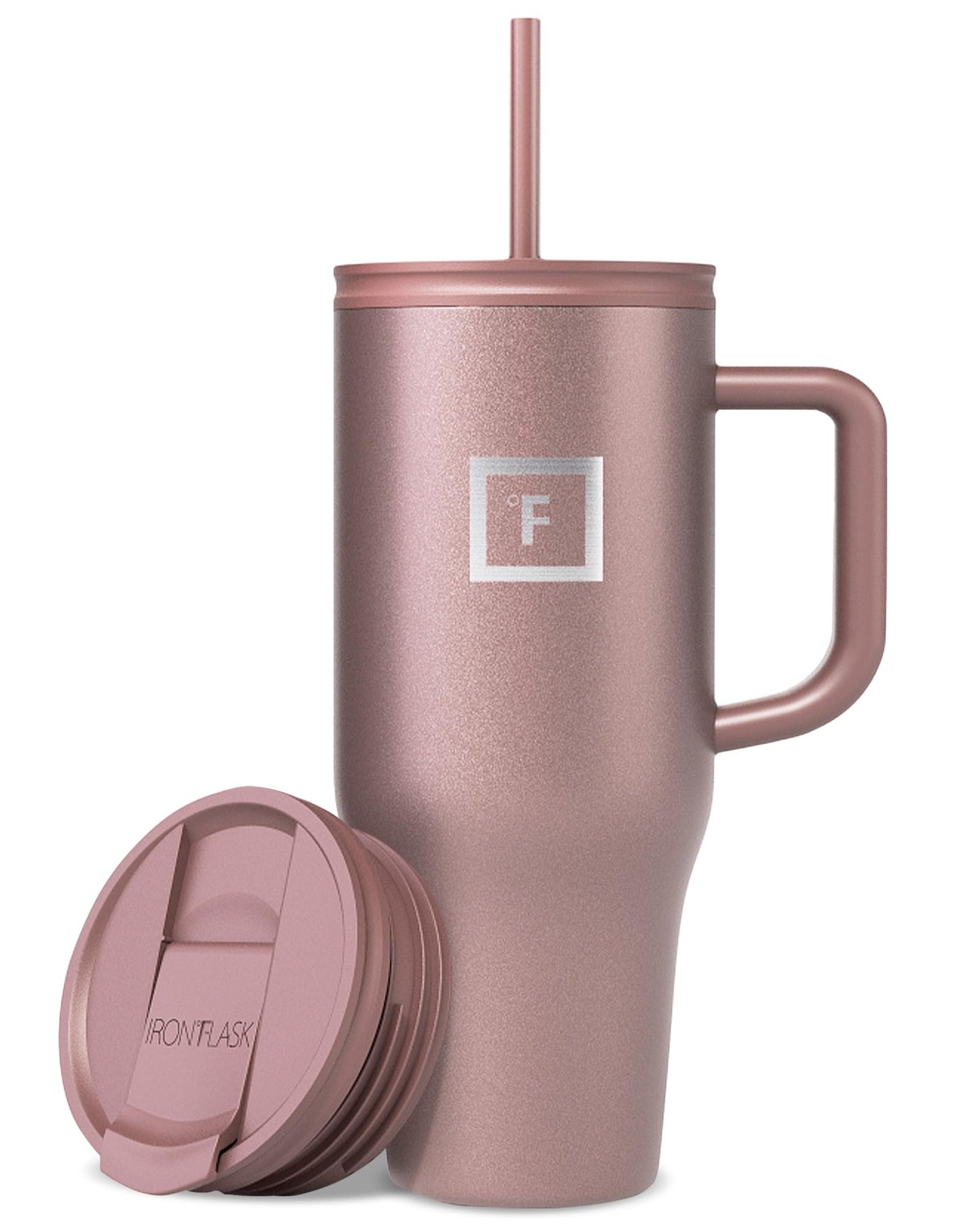 IRON °FLASK Co-Pilot Insulated Mug w/Straw & Flip Cap Lids - Cup Holder Bottle for Hot, Cold Drink - Leak-Proof - Water, Coffee Portable Travel Mug - Aurora, 32 Oz
