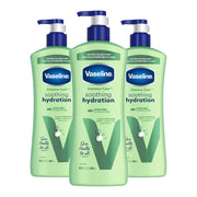 Vaseline Intensive Care Body Lotion for Dry Skin Soothing Hydration Lotion Made with Ultra-Hydrating Lipids + 1% Aloe Vera Extract to Refresh Dehydrated Skin 20.3 oz, Pack of 3 (packaging May Vary)