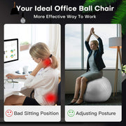 Yoga Ball, 18-30 Inch Extra Thick Exercise Ball for Workout Fitness Balance, Anti Burst Chair for Home and Office Desk, Includes Hand Pump & Workout Guide Access