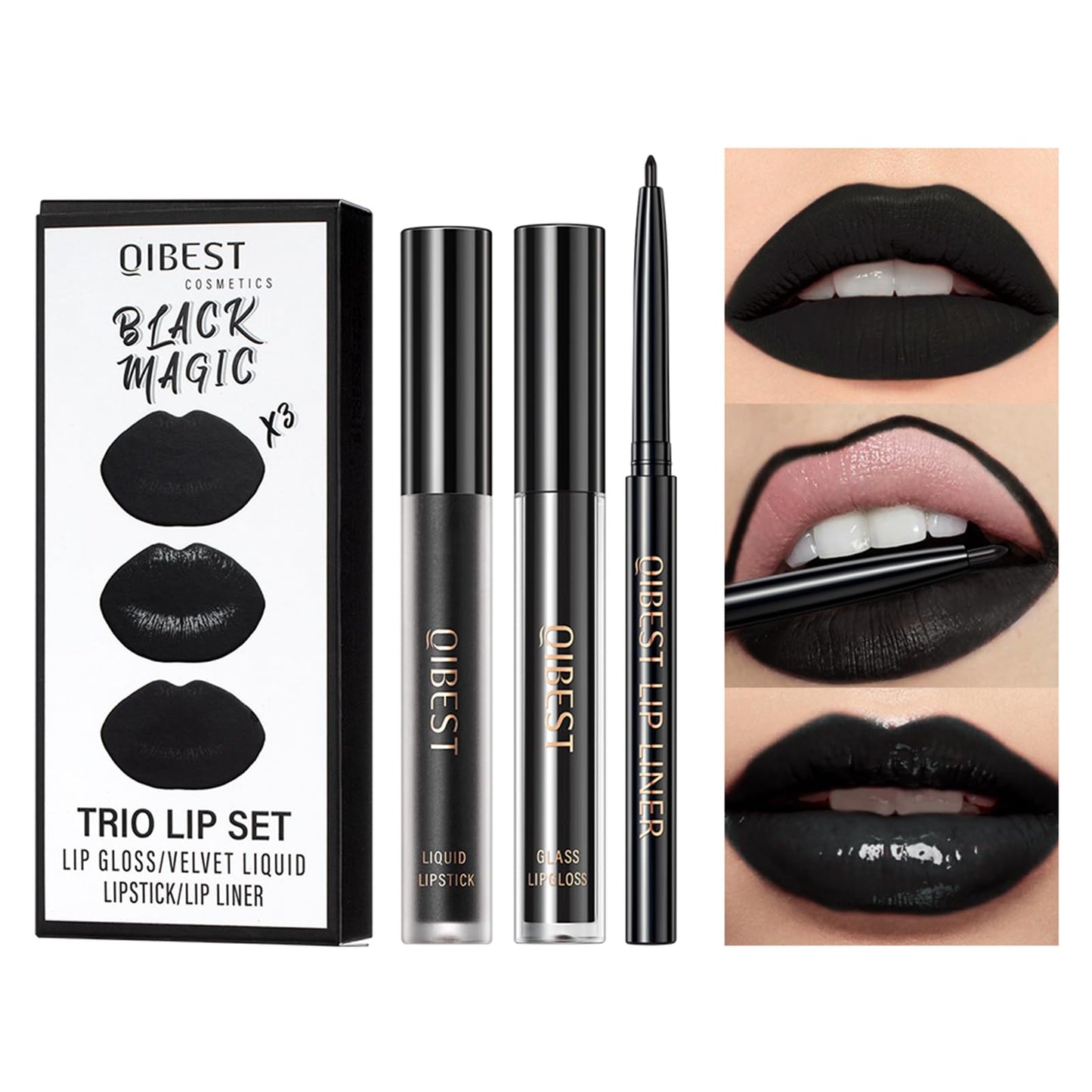 QiBest 7Pcs Matte Liquid Lipstick + 1Pcs Lip Plumper Makeup Set Kit, Pigmented Long Lasting Lip Gloss Set, Velvet Waterproof Halloween Lip Makeup Valentine's Gift Sets for Girls and Women