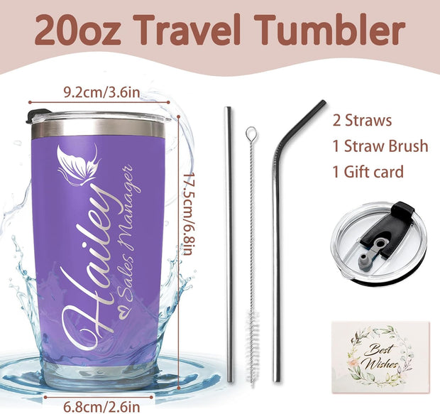 Personalized Tumbler Custom Coffee Tumbler Laser Engrave with Name 20 Oz Stainless Steel Travel Tumbler Cup Mug Personalized Gifts for Birthday Christmas Anniversary for Men Women Kids