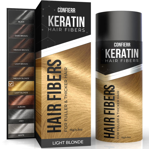 Keratin Hair Fibers for Men & Women - Fill In Fine or Thinning Hair, Instantly Thicker, Fuller Looking Hair (Black, 15g)