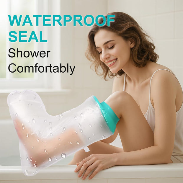 Waterproof Leg Cast Cover for Showering, Reusable Shower Sleeve for Lower Leg After Surgery, Watertight Non-Slip Adult Fracture Protector Bag, Water Proof Medical Covers for Calf/Ankle/Wound/Bandages