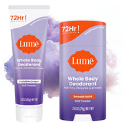 Lume Whole Body Deodorant - Invisible Cream and Solid - 72 Hour Odor Control - Aluminum Free, Baking Soda Free, Skin Safe - 3.0 Ounce Cream and 2.6 Ounce Solid Bundle (Lavender Sage)