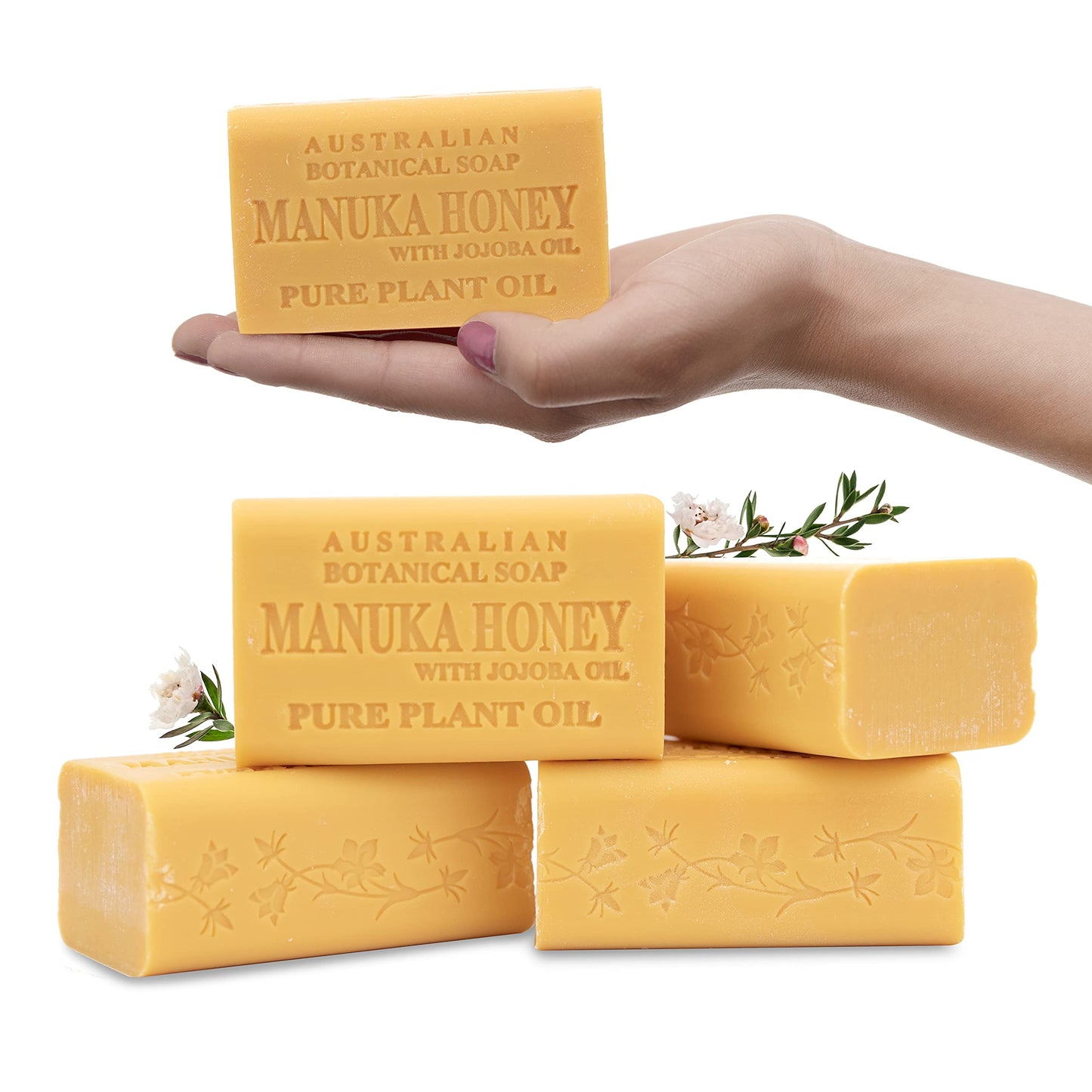 Australian Botanical Soap, Sea Salt, Lemongrass, Pink Lychee, Valencia Orange 6.6 OZ, Luxury Soap Bars Enriched with Shea Butter, Vegan Friendly Assorted Pack of 4