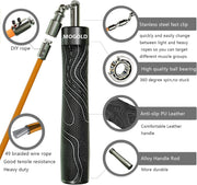 Weighted Jump Rope for Men Women -Interchangeable 1/5lb 1/4lb 1/2lb Heavy jump ropes - 360 Degree Spin - Length Adjustable,Ergonomics Leather Grip Skipping Rope for Fitness Weight Loss & More