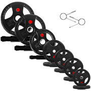 Olympic Cast Iron 2-Inch Weight Plates for Strength Training & Weightlifting, 255 Pounds Set, Multiple Packages