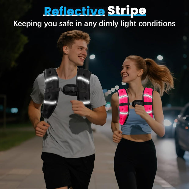 Weighted Vest for Woman Men, 6lb/8lb/12lb/16lb/20lb/30lb Weight Vest with Reflective Stripe, Weight Vests Adjustable for Walking, Weight Loss, Training, Running