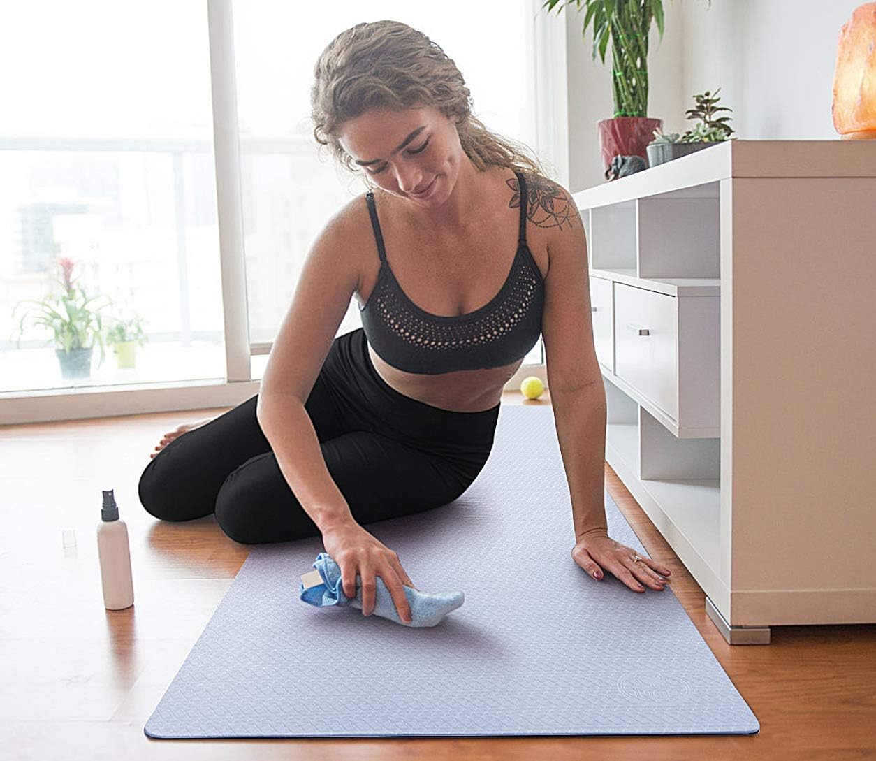 IUGA Yoga Mat Non Slip Anti-tear Pilates Mat Eco Friendly Hot Yoga Mats Thick for Workout & Exercise(72"x 24"x 6mm)