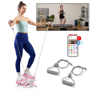 Sunny Health & Fitness Mini Stepper for Exercise at Home, Stair Step Workout Machine with Resistance Band and Over 300lb Weight Capacity, Optional Twist Motion and Free SunnyFit App Connection