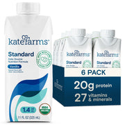 KATE FARMS Organic 1.4 High Calorie Nutrition Shake, Plain, 20g Protein, 27 Vitamins and Minerals, Meal Replacement, Protein Shake. 11 oz (12 Pack)