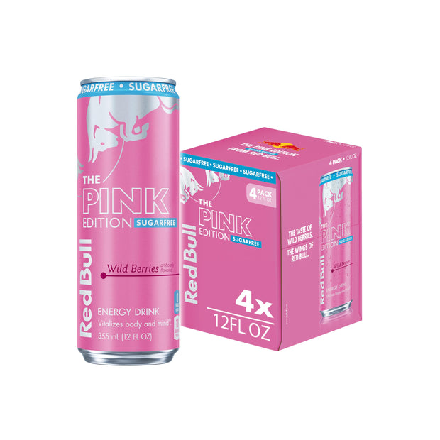 Red Bull Pink Edition Sugar Free Energy Drink, Wild Berries, 8.4 fl. oz., 6 x 4 Cans, Pack of 24 Cans, with 80mg Caffeine, Taurine & B Vitamins