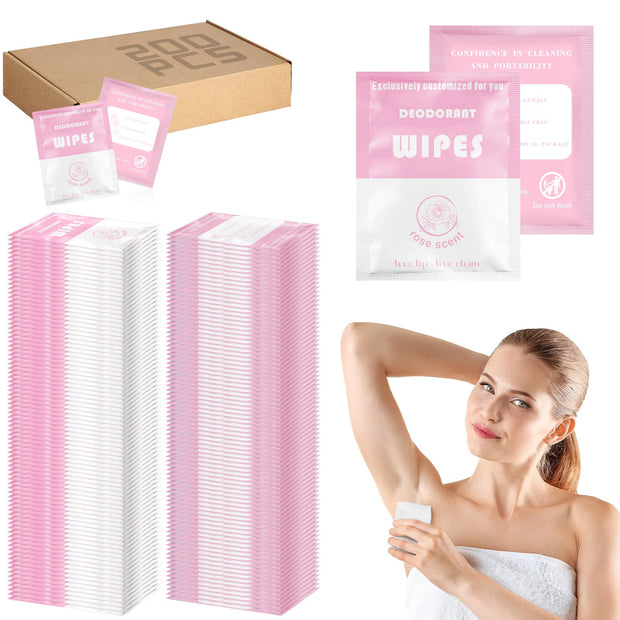 Timgle 200 Count Deodorant Wipes Bulk Individually Wrapped Travel Size Wipes for Men Women Body Underarm Deodorant Remove Sweat Sports Travel Clean Skin Daily Use Female Male(Purple)