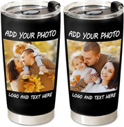 Personalized Coffee Tumbler With Picture Text Name Logo, Custom Photo 20oz Stainless Steel Tumbler With Lid & Insulated, Employee Appreciation Christmas Gifts for Men Women - Customized By Enterprise