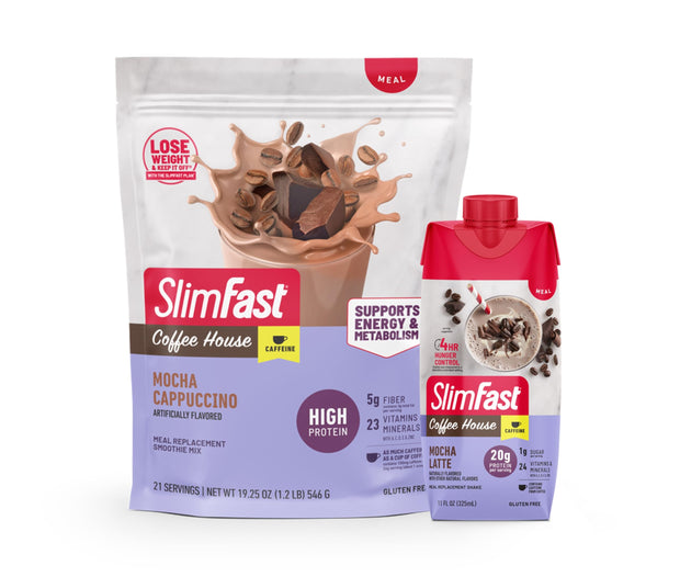 SlimFast Protein Shake with Caffeine, Caramel Macchiato- 20g Protein, Meal Replacement Shakes, High Protein with Low Carb and Low Sugar, 24 Vitamins and Minerals, 12 Count (Pack of 1)