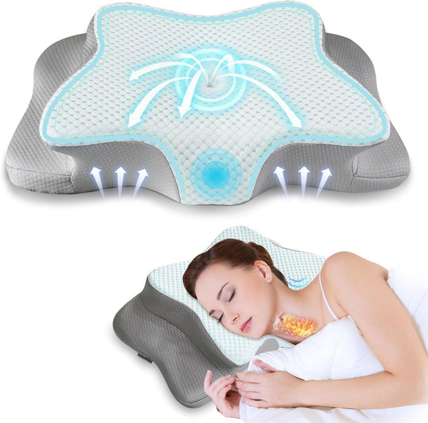 Pain Relief Cervical Pillow for Neck Support,Adjustable Ergonomic Pillow Cozy Sleeping,Odorless Orthopedic Memory Foam Pillows,Contour Bed Pillow for Side Back Stomach Sleeper