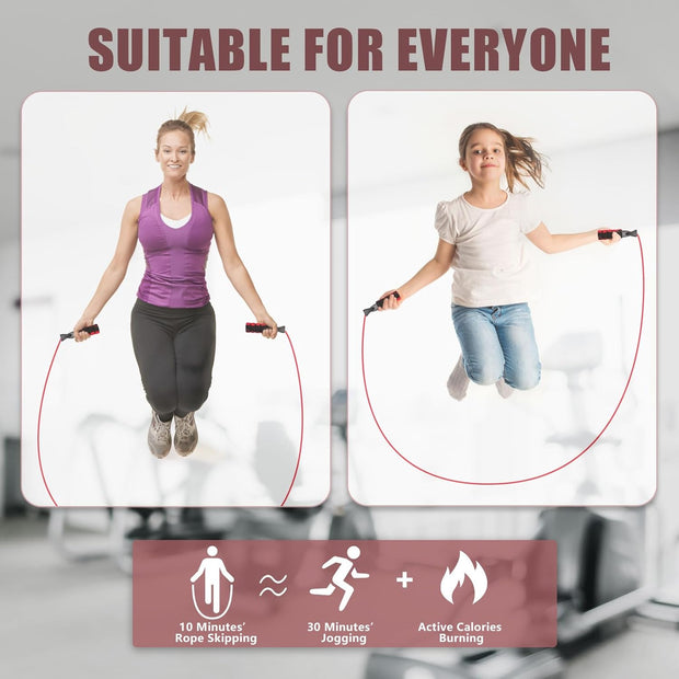 Jump Rope for Women & Men Adjustable Length Cotton Skipping Rope for Adults & Kids Workout Equipment for Weight Loss, Cardio, Boxing & Fitness Suitable for Home, Gym & School Use