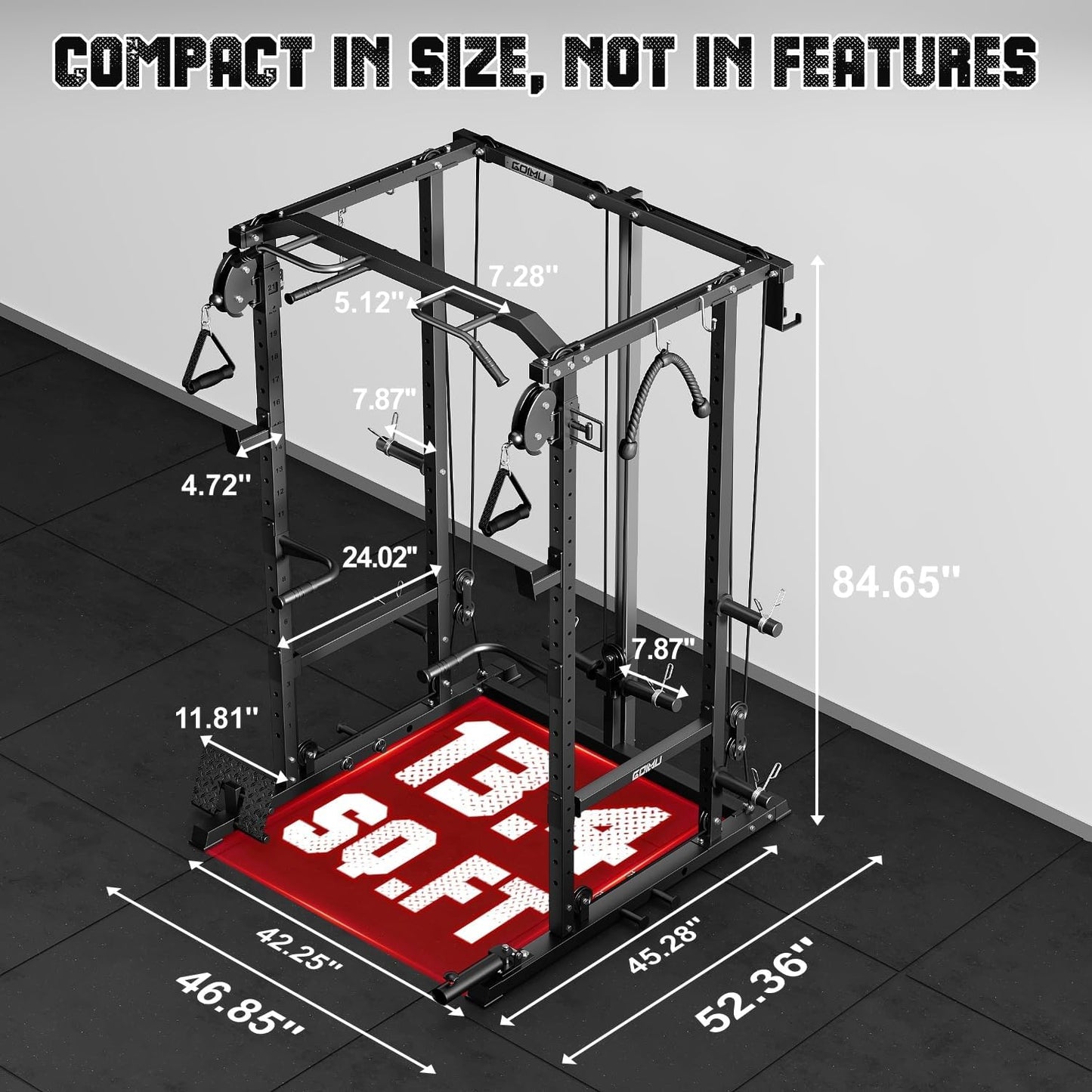 R1-V4 Power Cage Rack, 2000LB Squat Rack with Cable Crossover System, Multi-Function Weight Cage, Home Gym Workout Machine with More Training Attachments