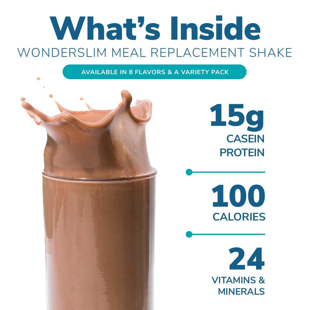 WonderSlim Meal Replacement Shake, Chocolate Cream, 15g Protein, 24 Vitamins & Minerals, Gluten Free (7ct)
