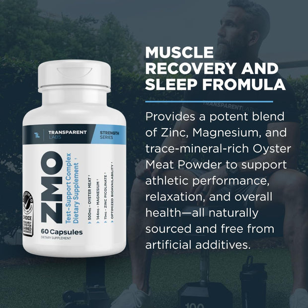 Transparent Labs ZMO - Muscle Builder for Men & Women with Zinc, Magnesium Glycinate, & Oyster Powder for Muscle Recovery - 60 Count